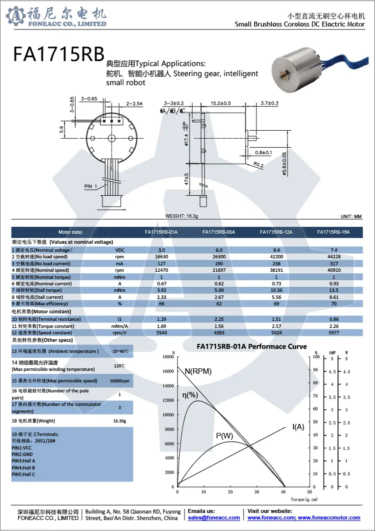 Moteur électrique à courant continu sans balais micro sans noyau 1715rb 17 mm.webp