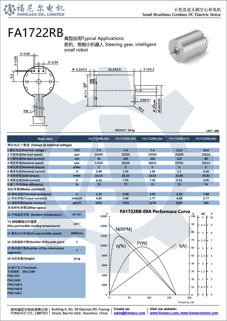 1722rb 17 mm micro moteur électrique à courant continu sans balais sans noyau.webp