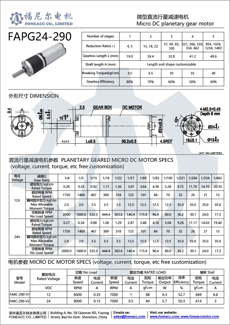 pg24-290 Petit moteur électrique à courant continu à réducteur planétaire de 24 mm.webp